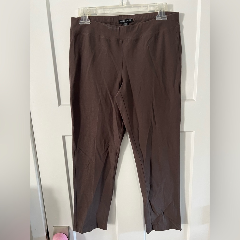 Eileen fisher pull on brown cropped trousers